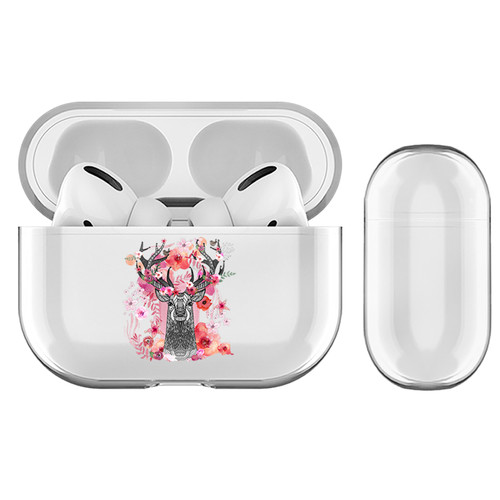Monika Strigel Animal And Flowers Stag Clear Hard Crystal Cover for Apple AirPods Pro Charging Case