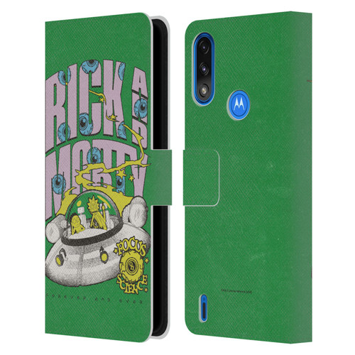 Rick And Morty Duo Graphics The Space Cruiser Leather Book Wallet Case Cover For Motorola Moto E7 Power / Moto E7i Power