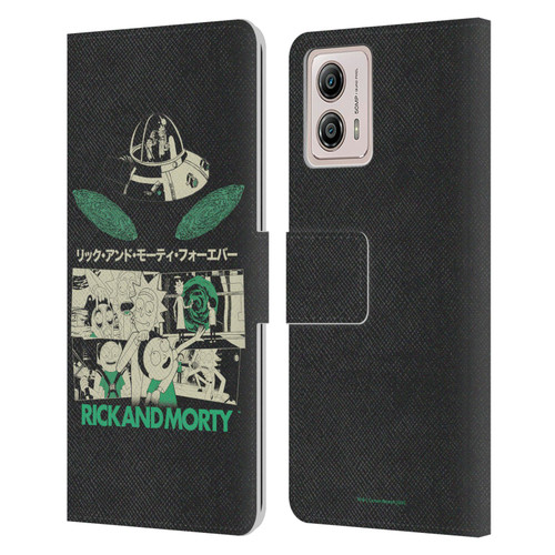Rick And Morty Duo Graphics Portals Leather Book Wallet Case Cover For Motorola Moto G53 5G