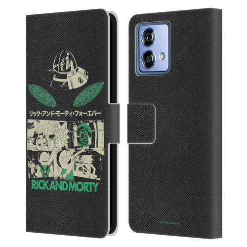 Rick And Morty Duo Graphics Portals Leather Book Wallet Case Cover For Motorola Moto G84 5G