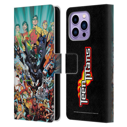 Justice League DC Comics Teen Titans Comic Art #100 Variant Leather Book Wallet Case Cover For Apple iPhone 14 Pro Max