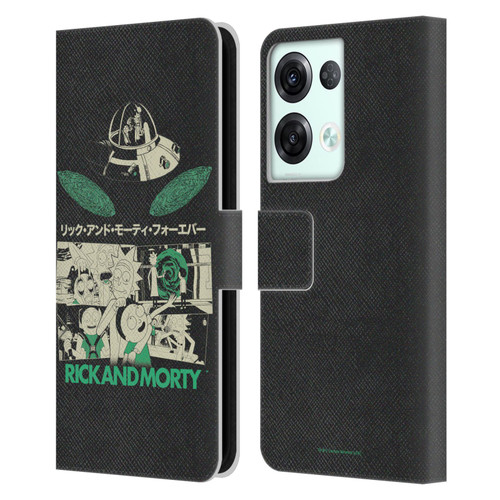 Rick And Morty Duo Graphics Portals Leather Book Wallet Case Cover For OPPO Reno8 Pro