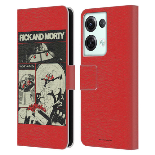 Rick And Morty Duo Graphics The Space Cruiser Collage Leather Book Wallet Case Cover For OPPO Reno8 Pro