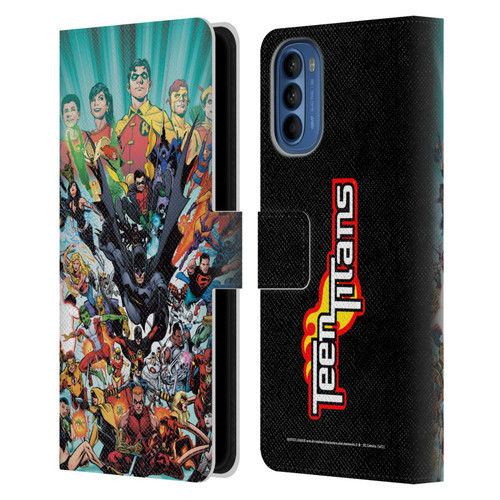 Justice League DC Comics Teen Titans Comic Art #100 Variant Leather Book Wallet Case Cover For Motorola Moto G41