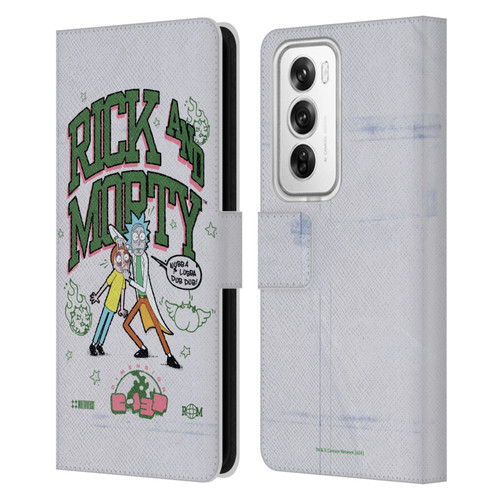 Rick And Morty Duo Graphics Wubb A Lubba Dub Dub Leather Book Wallet Case Cover For OPPO Reno12 Pro 5G
