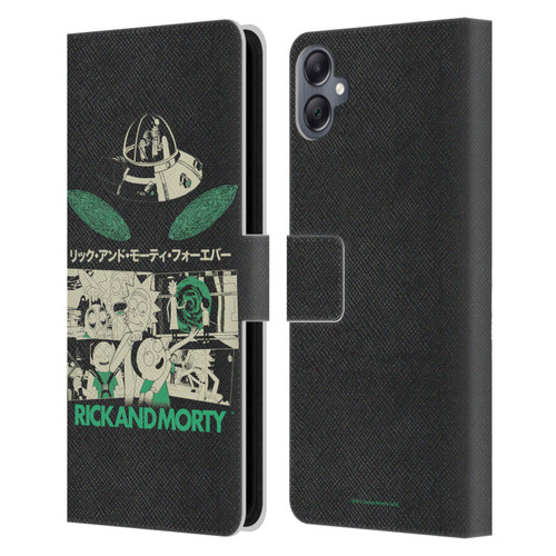 Rick And Morty Duo Graphics Portals Leather Book Wallet Case Cover For Samsung Galaxy A05