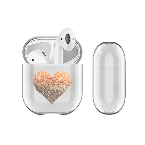 Monika Strigel Champagne Gold Heart Clear Hard Crystal Cover for Apple AirPods 1 1st Gen / 2 2nd Gen Charging Case