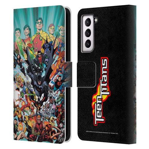 Justice League DC Comics Teen Titans Comic Art #100 Variant Leather Book Wallet Case Cover For Samsung Galaxy S21 FE 5G
