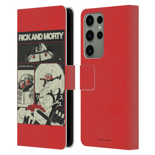 Rick And Morty Duo Graphics The Space Cruiser Collage Leather Book Wallet Case Cover For Samsung Galaxy S23 Ultra 5G