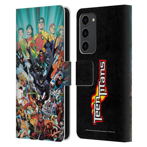 Justice League DC Comics Teen Titans Comic Art #100 Variant Leather Book Wallet Case Cover For Samsung Galaxy S23+ 5G