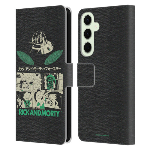 Rick And Morty Duo Graphics Portals Leather Book Wallet Case Cover For Samsung Galaxy S25+