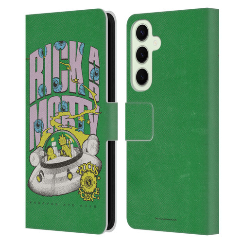 Rick And Morty Duo Graphics The Space Cruiser Leather Book Wallet Case Cover For Samsung Galaxy S25+