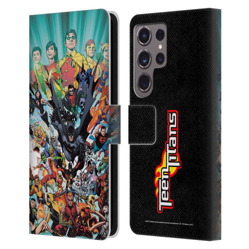 Justice League DC Comics Teen Titans Comic Art #100 Variant Leather Book Wallet Case Cover For Samsung Galaxy S24 Ultra 5G