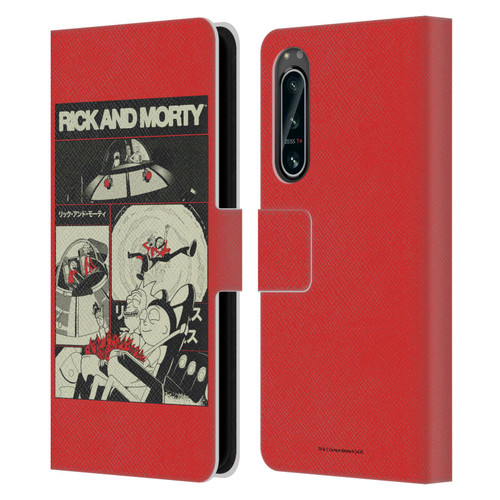 Rick And Morty Duo Graphics The Space Cruiser Collage Leather Book Wallet Case Cover For Sony Xperia 5 IV