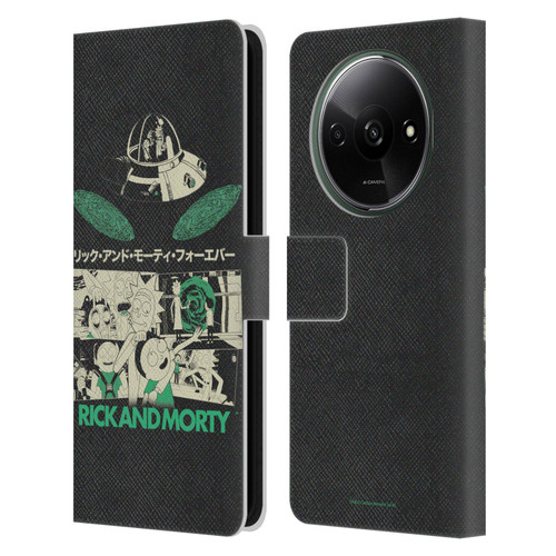 Rick And Morty Duo Graphics Portals Leather Book Wallet Case Cover For Xiaomi Redmi A3
