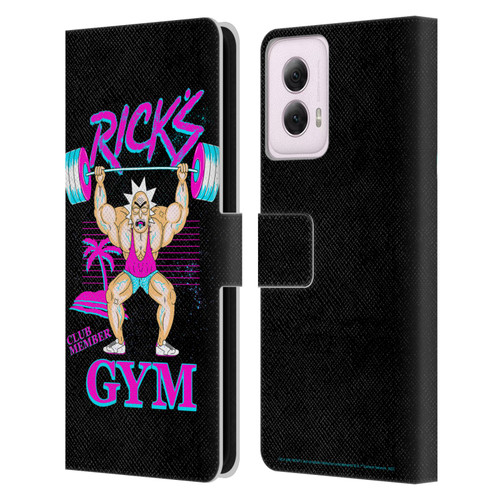 Rick And Morty Season 1 & 2 Graphics Rick's Gym Leather Book Wallet Case Cover For Motorola Moto G Power (2024)
