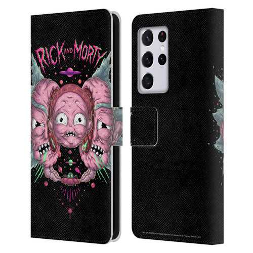 Rick And Morty Season 1 & 2 Graphics Intergalactic Escapades Leather Book Wallet Case Cover For Samsung Galaxy S21 Ultra 5G
