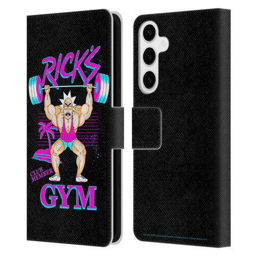 Rick And Morty Season 1 & 2 Graphics Rick's Gym Leather Book Wallet Case Cover For Samsung Galaxy S24+ 5G