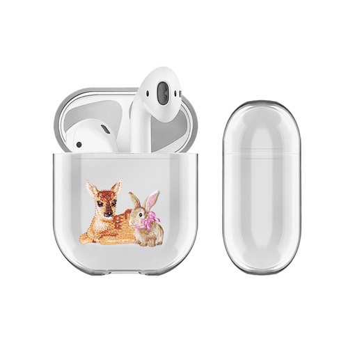 Monika Strigel Cute Pastel Friends Fawn And Bunny Clear Hard Crystal Cover for Apple AirPods 1 1st Gen / 2 2nd Gen Charging Case