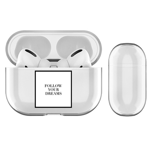 Monika Strigel Fashion Typo Follow You Dreams Clear Hard Crystal Cover for Apple AirPods Pro Charging Case