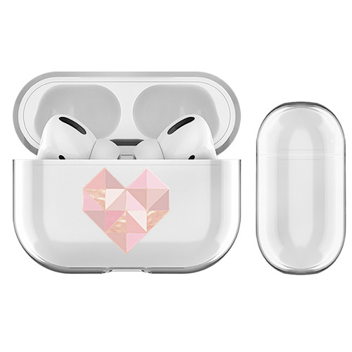 Monika Strigel Geo Hearts Blush Clear Hard Crystal Cover for Apple AirPods Pro Charging Case