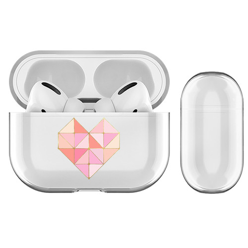 Monika Strigel Geo Hearts Peach Clear Hard Crystal Cover for Apple AirPods Pro Charging Case