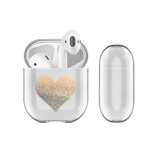 Monika Strigel Hearts Glitter Color Gold Clear Hard Crystal Cover for Apple AirPods 1 1st Gen / 2 2nd Gen Charging Case