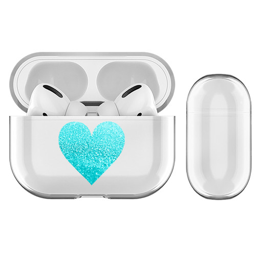 Monika Strigel Hearts Glitter Color Aqua Clear Hard Crystal Cover for Apple AirPods Pro Charging Case