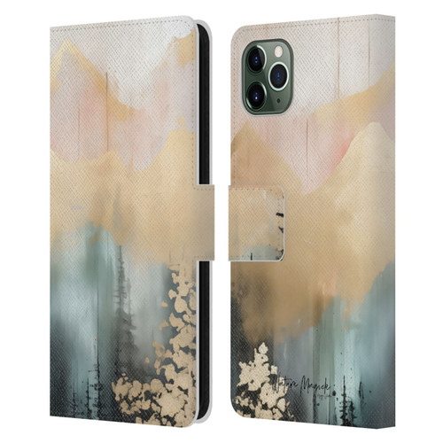 Nature Magick Fascinating Hills Watercolor Leather Book Wallet Case Cover For Apple iPhone 11 Pro Max