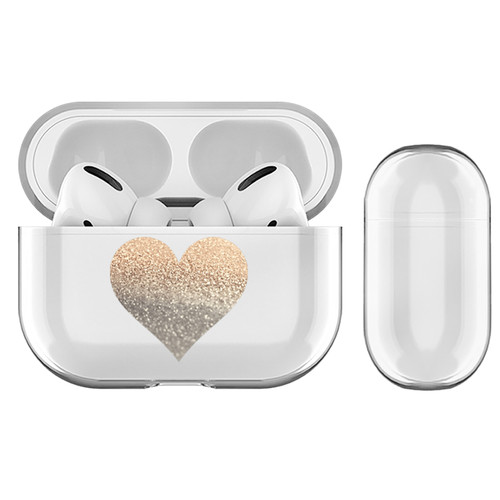 Monika Strigel Hearts Glitter Color Gold Clear Hard Crystal Cover for Apple AirPods Pro Charging Case