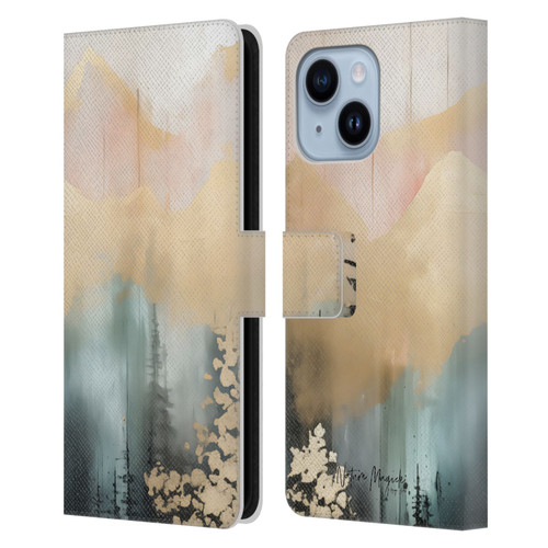 Nature Magick Fascinating Hills Watercolor Leather Book Wallet Case Cover For Apple iPhone 14 Plus
