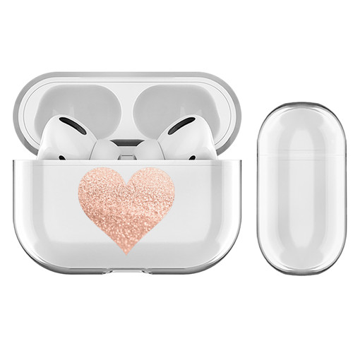 Monika Strigel Hearts Glitter Pastel Rose Gold Clear Hard Crystal Cover for Apple AirPods Pro Charging Case