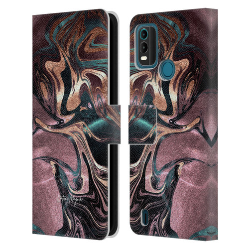 Nature Magick Luxe Gold Marble Metallic Bronze Leather Book Wallet Case Cover For Nokia G11 Plus