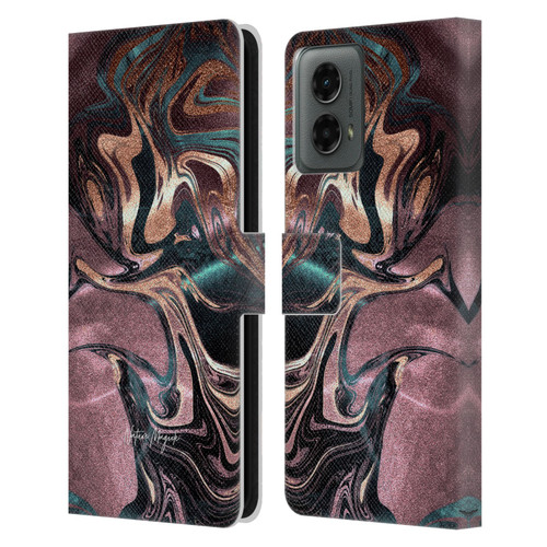 Nature Magick Luxe Gold Marble Metallic Bronze Leather Book Wallet Case Cover For Motorola Moto G (2024)
