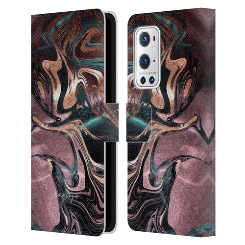 Nature Magick Luxe Gold Marble Metallic Bronze Leather Book Wallet Case Cover For OnePlus 9 Pro