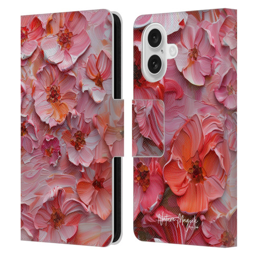 Nature Magick Paint Blobs Poppy Leather Book Wallet Case Cover For Apple iPhone 16