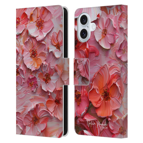 Nature Magick Paint Blobs Poppy Leather Book Wallet Case Cover For Apple iPhone 16 Plus