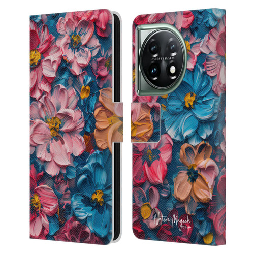 Nature Magick Paint Blobs Elegant Leather Book Wallet Case Cover For OnePlus 11 5G