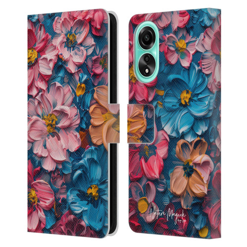 Nature Magick Paint Blobs Elegant Leather Book Wallet Case Cover For OPPO A78 4G