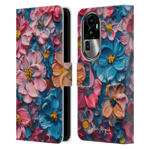 Nature Magick Paint Blobs Elegant Leather Book Wallet Case Cover For OPPO Reno10 Pro+