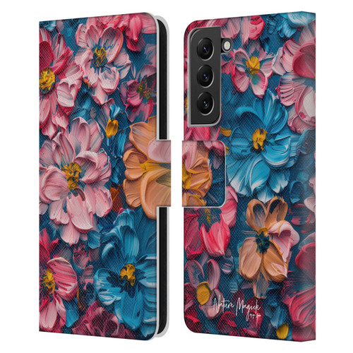 Nature Magick Paint Blobs Elegant Leather Book Wallet Case Cover For Samsung Galaxy S22+ 5G