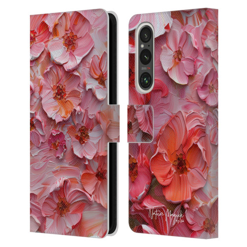 Nature Magick Paint Blobs Poppy Leather Book Wallet Case Cover For Sony Xperia 1 V 5G