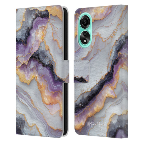 Nature Magick Plum Marble Limpid Leather Book Wallet Case Cover For OPPO A78 4G