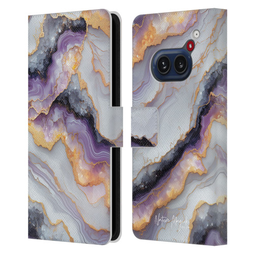 Nature Magick Plum Marble Limpid Leather Book Wallet Case Cover For Nothing Phone (2a)