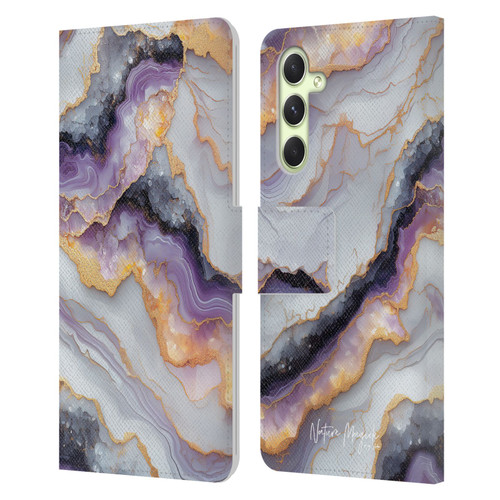 Nature Magick Plum Marble Limpid Leather Book Wallet Case Cover For Samsung Galaxy A54 5G