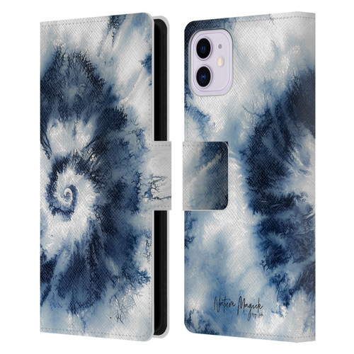 Nature Magick Shibori Tie Dye Swirl Leather Book Wallet Case Cover For Apple iPhone 11