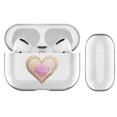 Monika Strigel Heart In Heart Pastel Rose Gold Clear Hard Crystal Cover for Apple AirPods Pro Charging Case