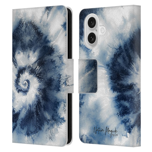 Nature Magick Shibori Tie Dye Swirl Leather Book Wallet Case Cover For Apple iPhone 16