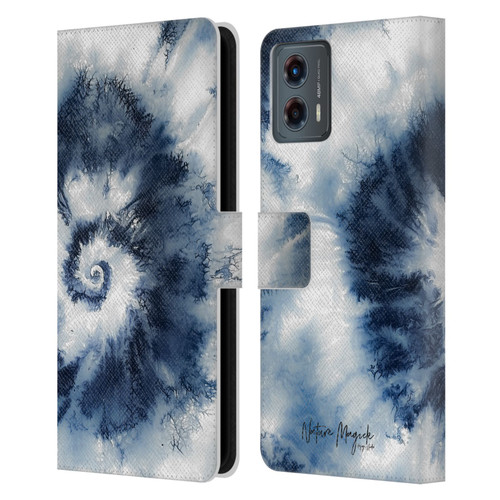 Nature Magick Shibori Tie Dye Swirl Leather Book Wallet Case Cover For Motorola Moto G (2023)