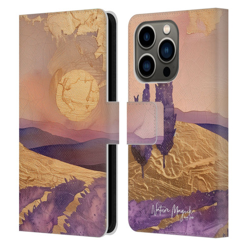 Nature Magick Various Collection Mauve Land Leather Book Wallet Case Cover For Apple iPhone 14 Pro